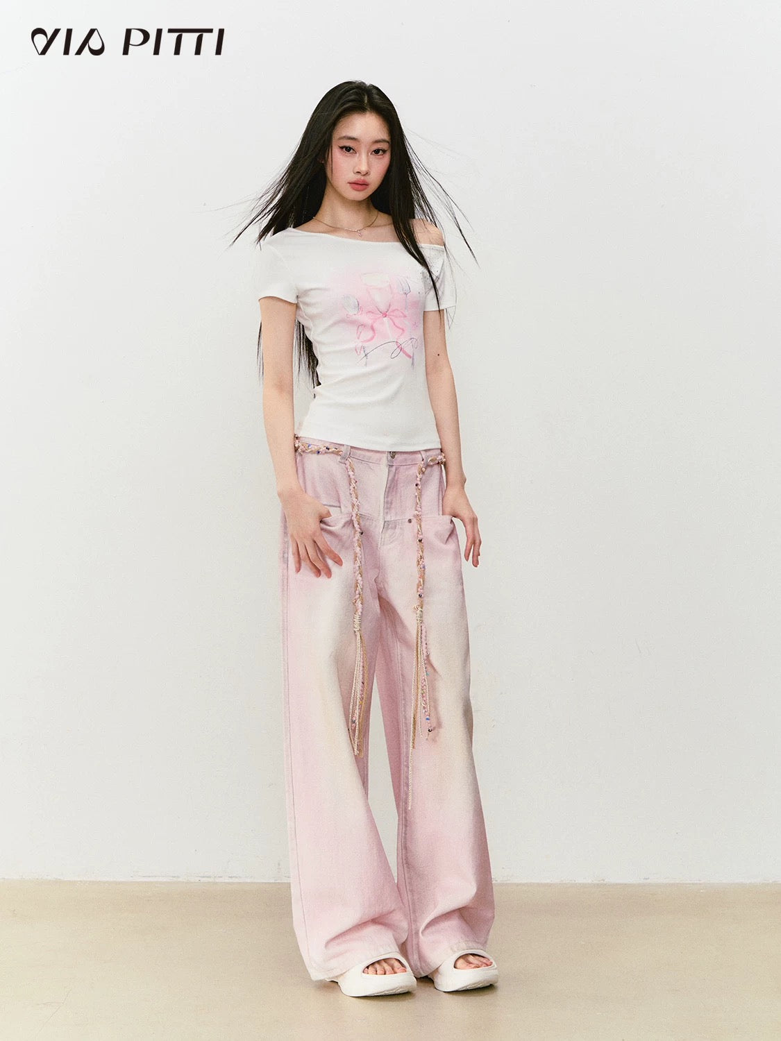 VIA PITTI VIABP439 Vintage pink jeans