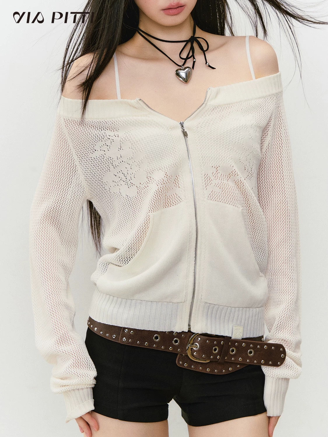 VIA PITTI VIABK445 Woolen flower hollowed out jacket