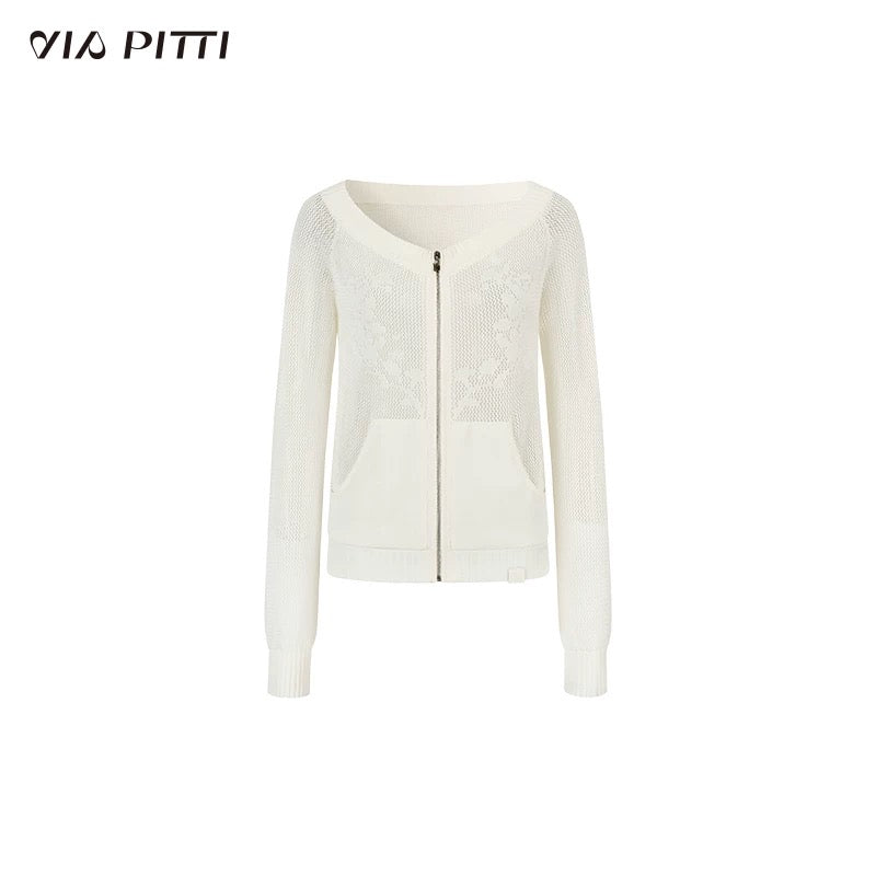 VIA PITTI VIABK445 Woolen flower hollowed out jacket