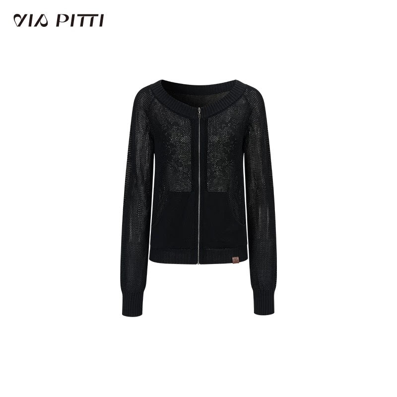 VIA PITTI VIABK445 Woolen flower hollowed out jacket