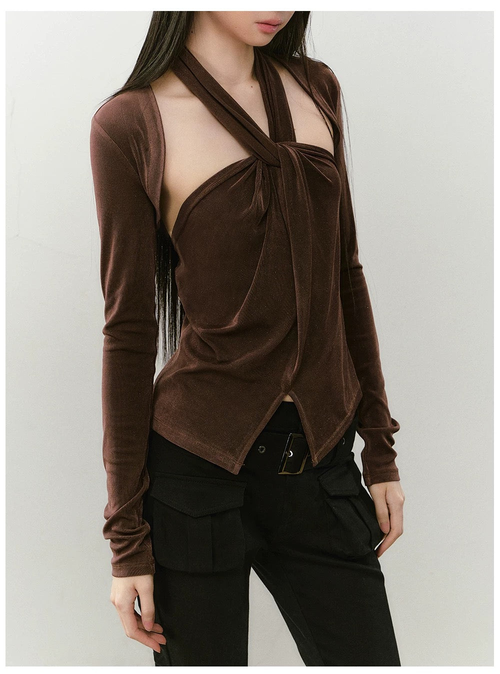 VIA PITTI VIABTP475 Acetate knitted halter-neck vest +top set