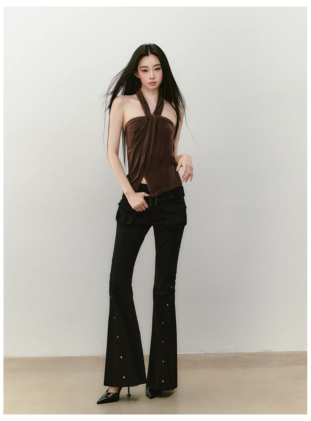 VIA PITTI VIABTP475 Acetate knitted halter-neck vest +top set