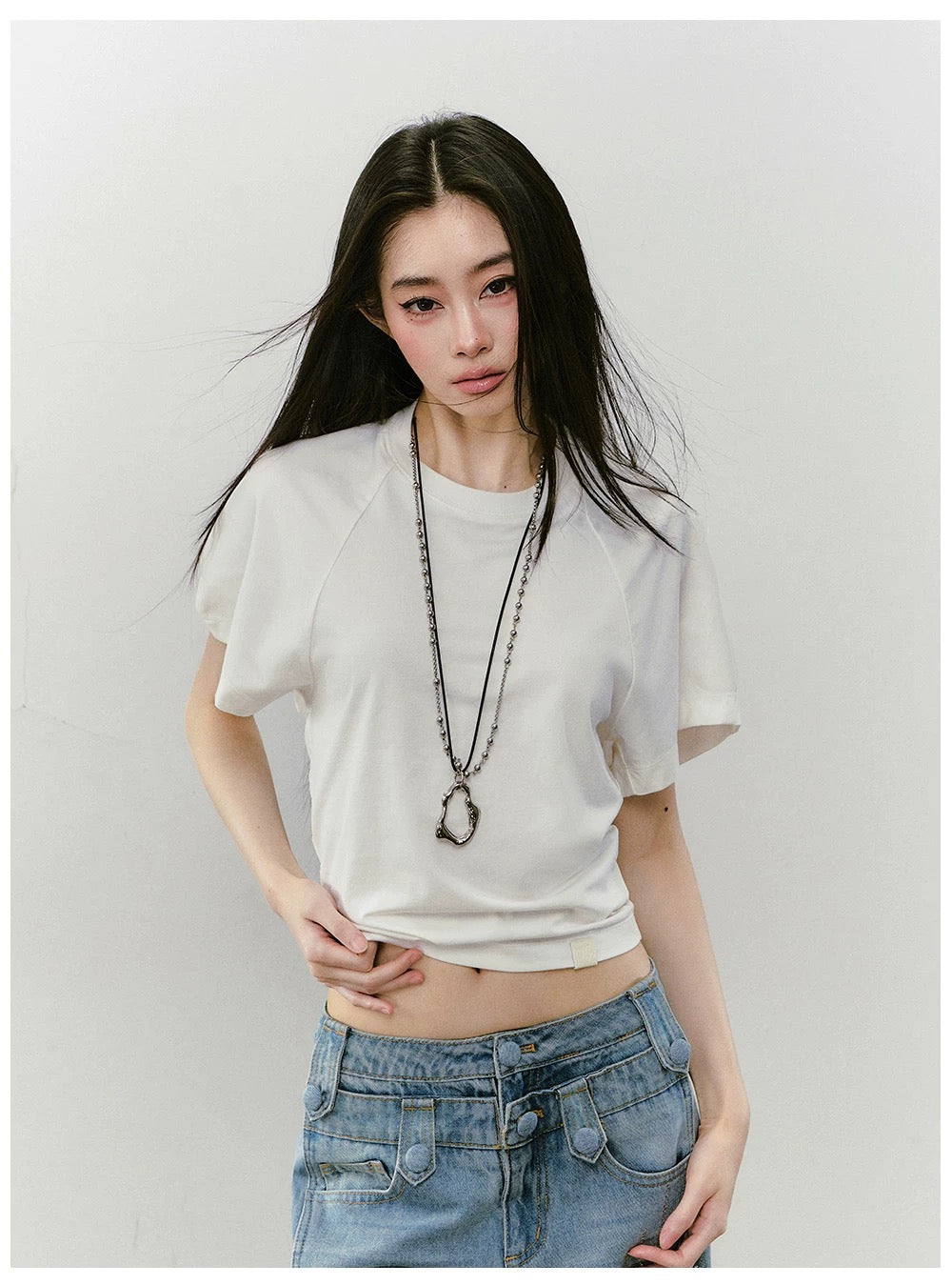 VIA PITTI VIABTP464 Round neck waist cinching loose T-shirt
