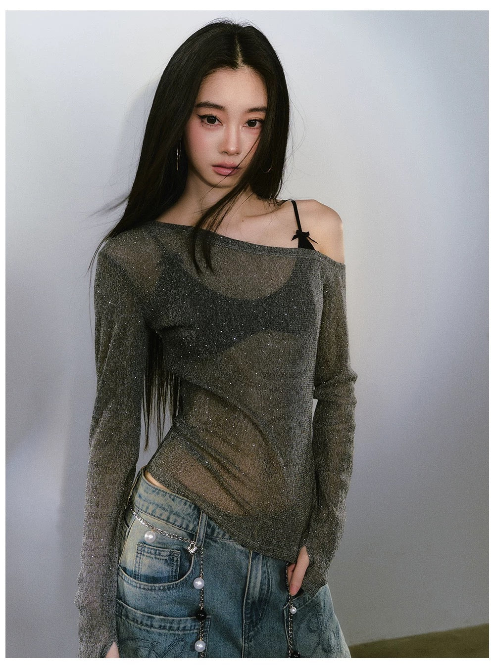 VIA PITTI VIABTP457 One shoulder long sleeved T-shirt