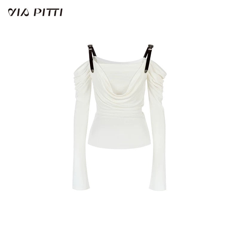 VIA PITTI VIABTP421 Leather strap off shoulder top