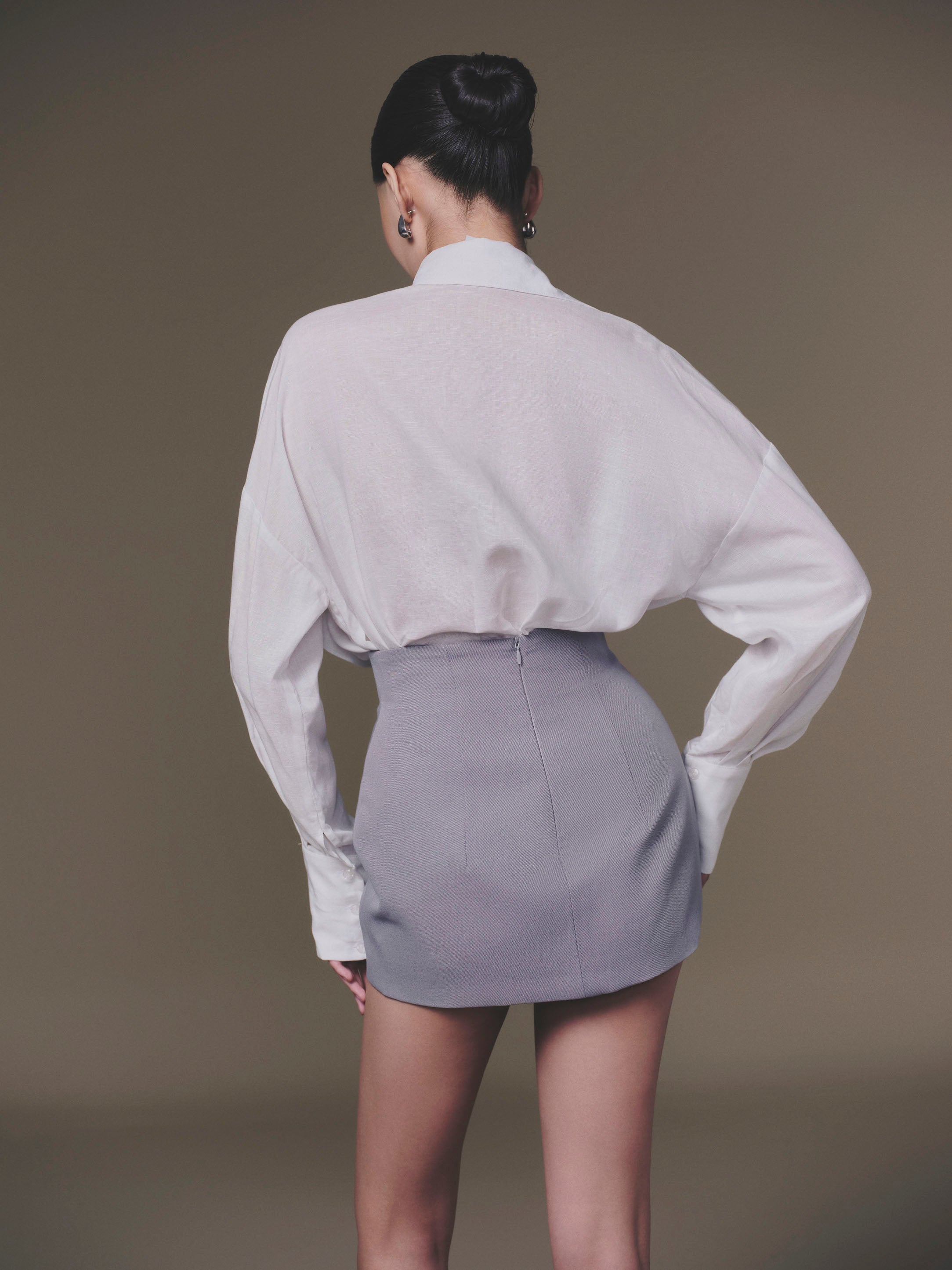 KEIRA TONG Shift-Collar Linen Shirt & Lily Skirt