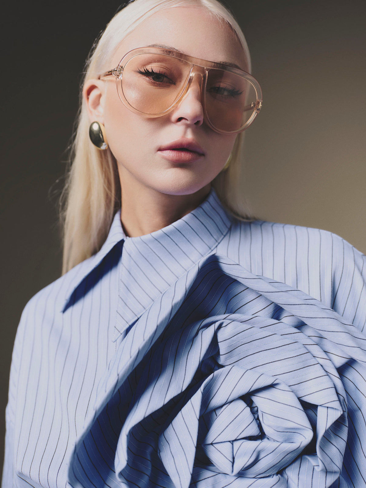 KEIRA TONG Shift-Collar Stripe Shirt & Lily Skirt