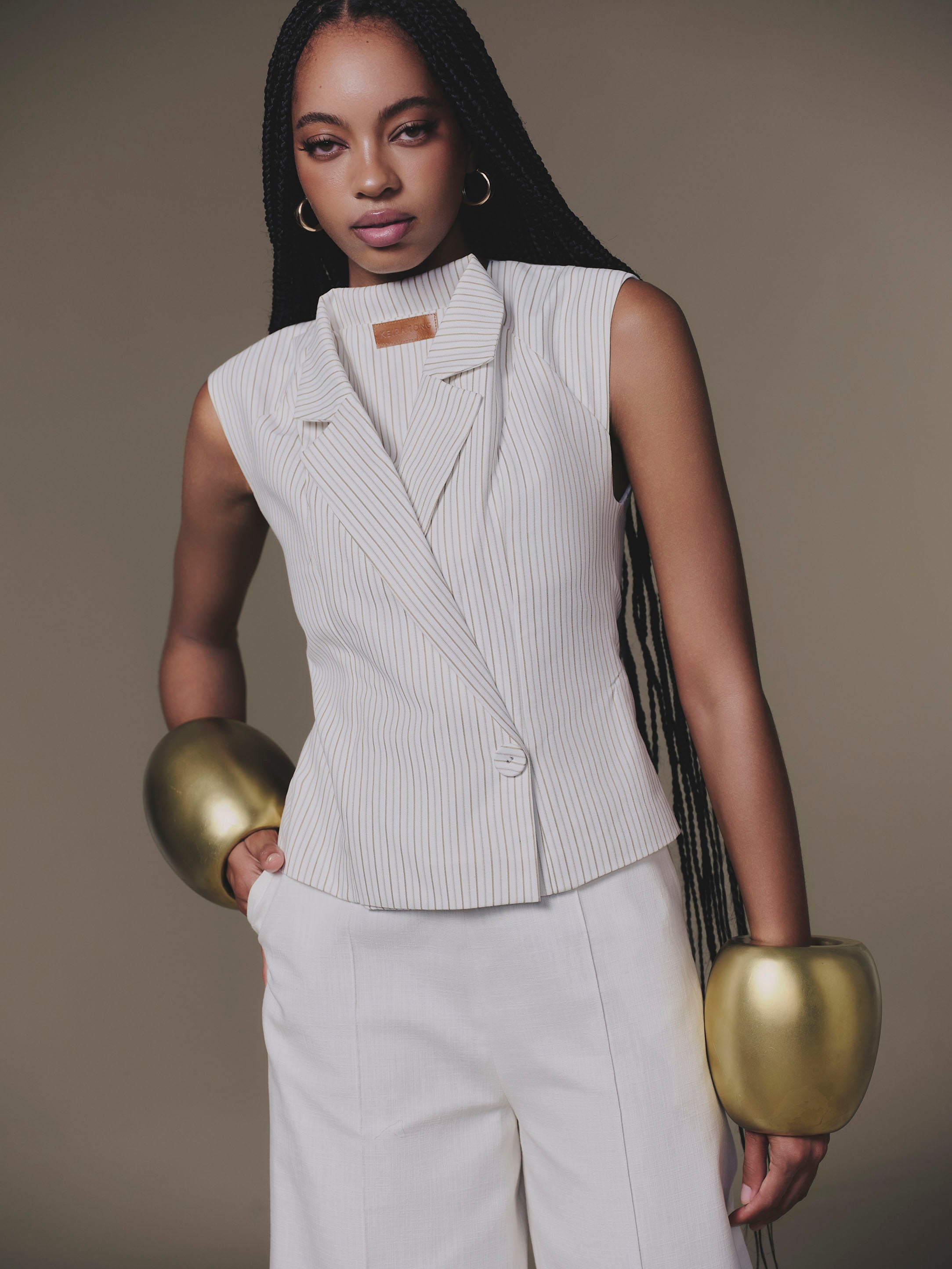 KEIRA TONG Double Vest & Wide Leg Pant in Linen