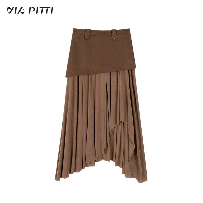 VIA PITTI VIACS559 Irregular patchwork retro midi skirt