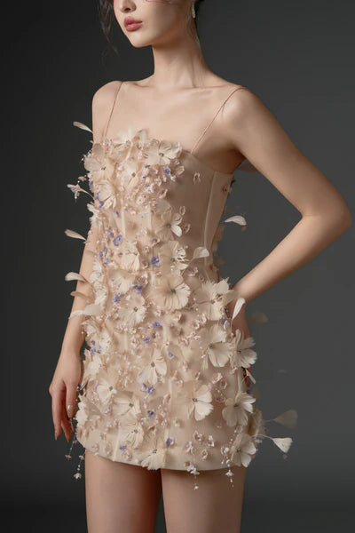 21SIX Dulfine Tulle Feather Flower Dress
