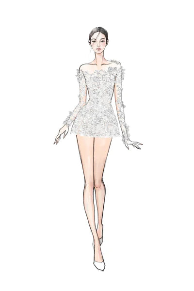 21SIX Pion Floral Sequin Lace Dress (3color)