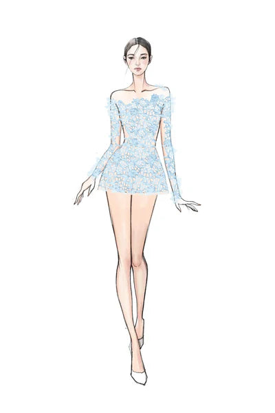 21SIX Pion Floral Sequin Lace Dress (3color)