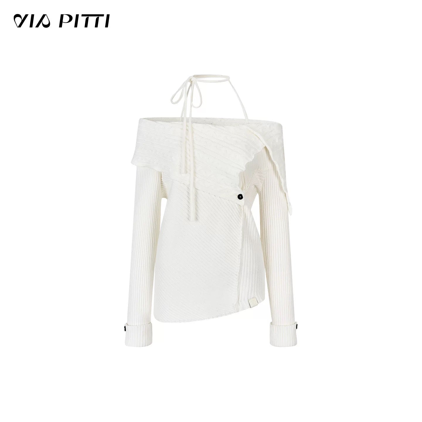 VIA PITTI VIADK574 Shoulder hanging neck tied sweater