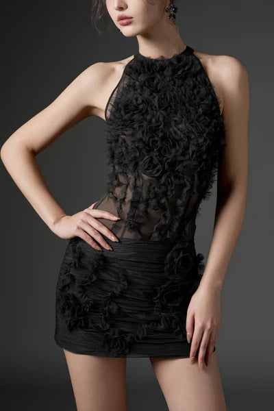 21SIX Jambari Tulle Ruffles Top With Raushan Tulle Flower Skirts (3color)