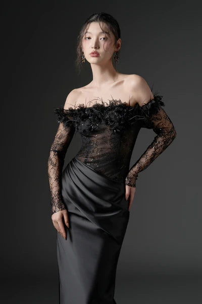 21SIX Namla Lace And Silk Satin Dress (2color)