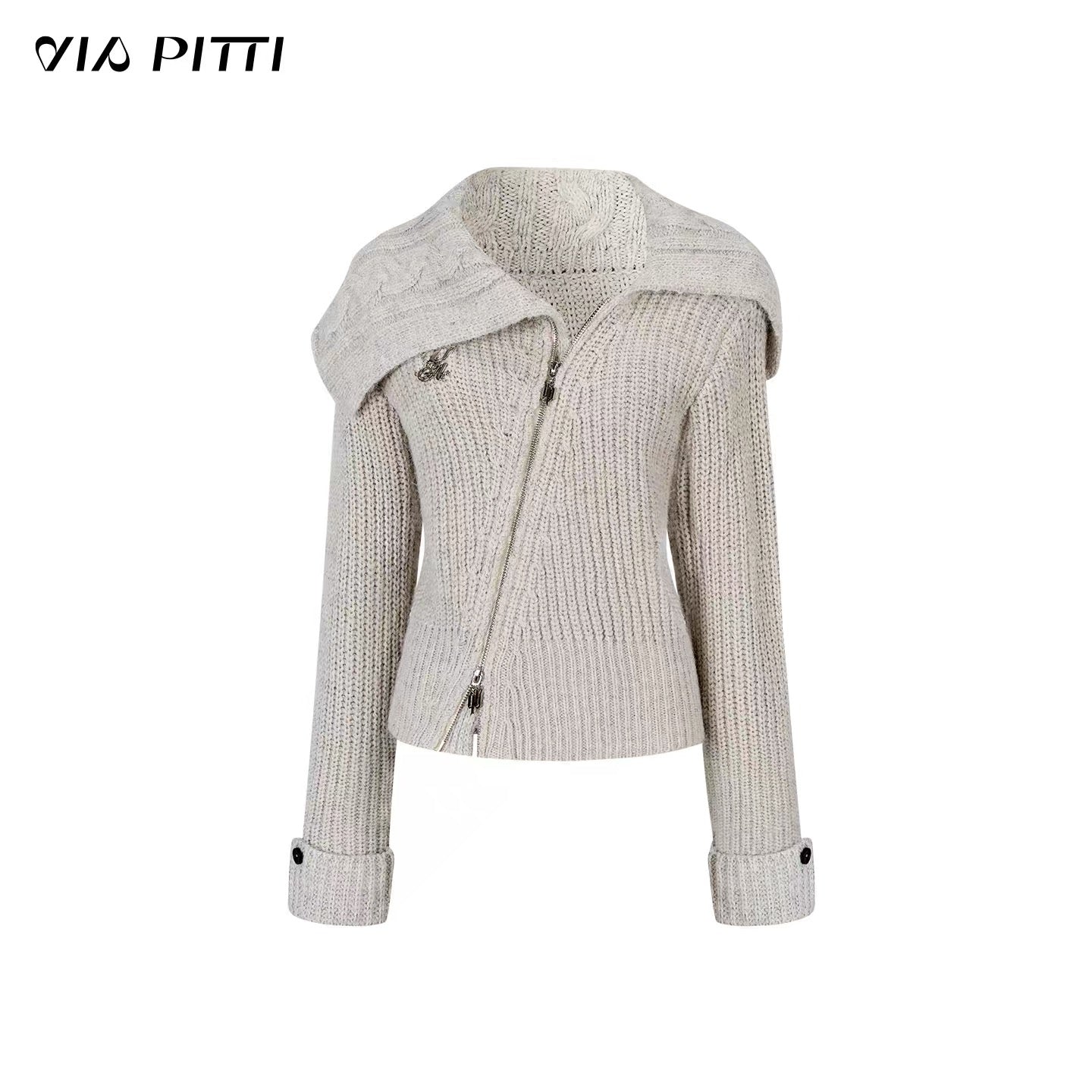 VIA PITTI VIADK607 Collar zipper knitted cardigan