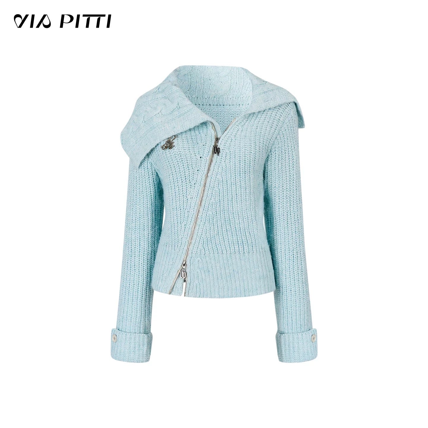 VIA PITTI VIADK607 Collar zipper knitted cardigan