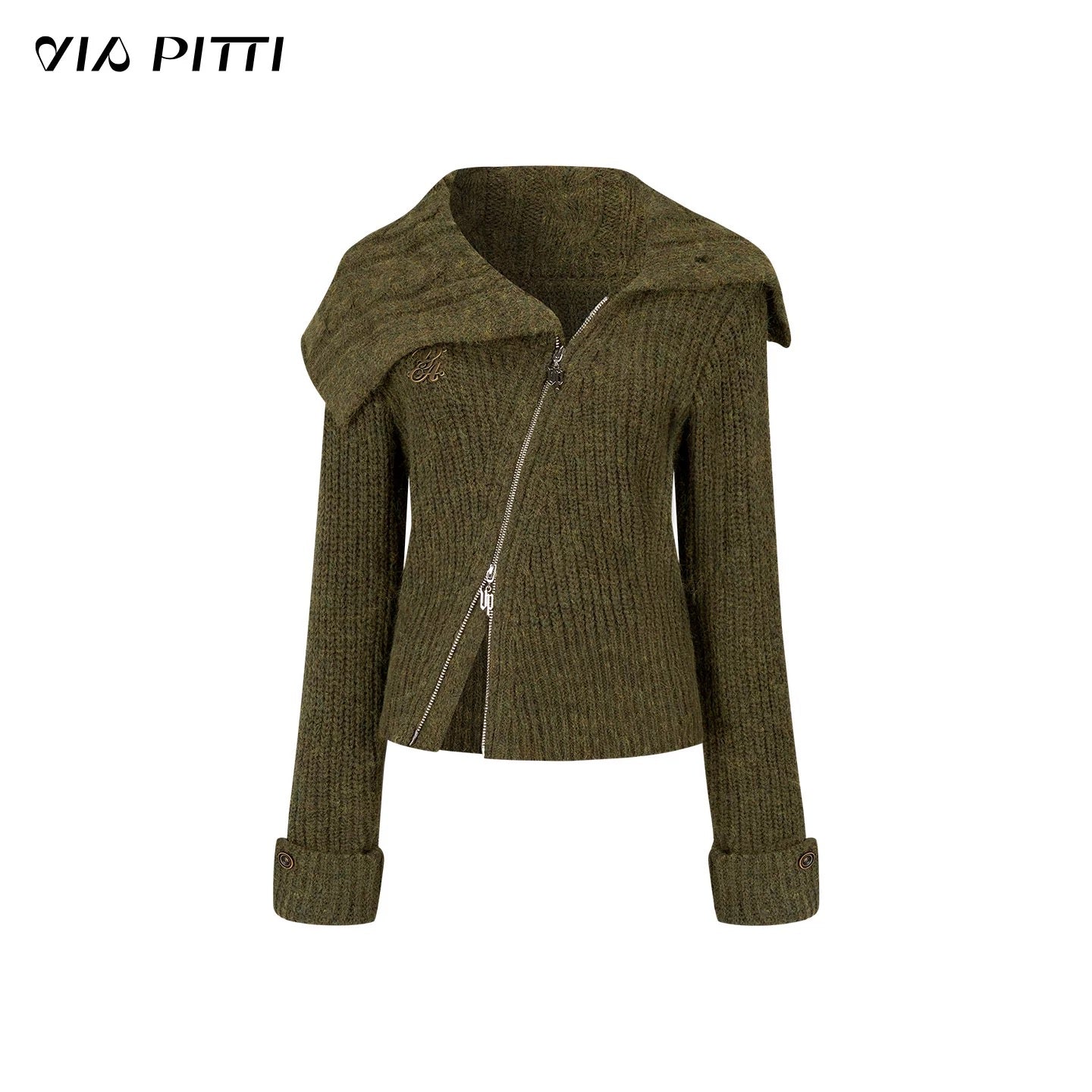 VIA PITTI VIADK607 Collar zipper knitted cardigan
