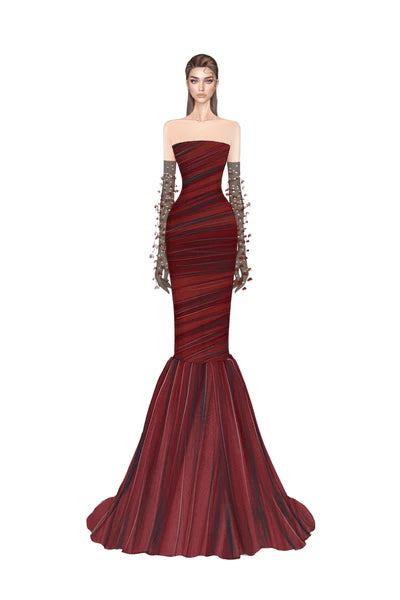 21SIX Hisan Tulle And Silk Dress (4color)