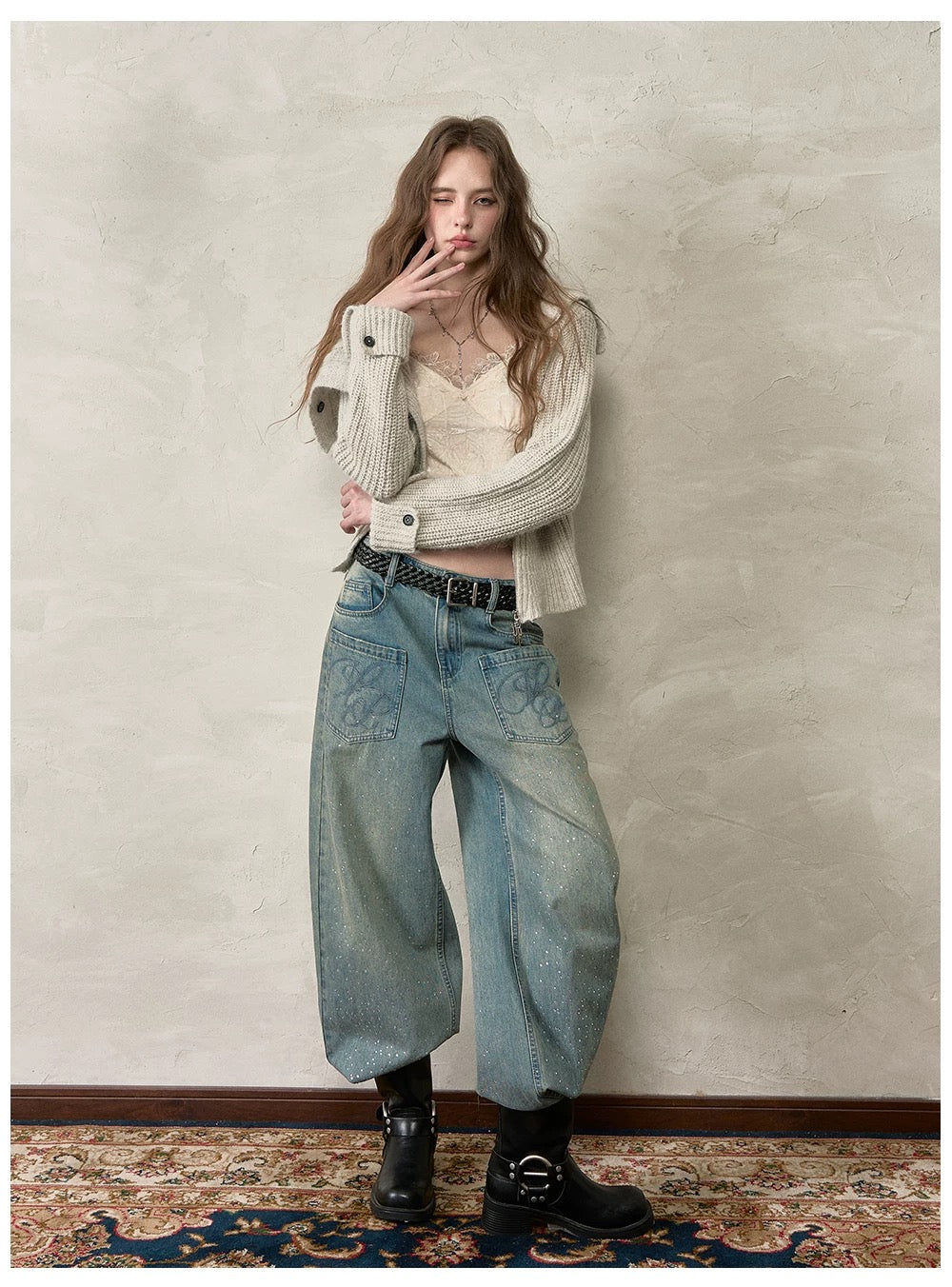 VIA PITTI VIADK607 Collar zipper knitted cardigan