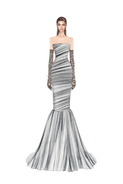 21SIX Hisan Tulle And Silk Dress (4color)