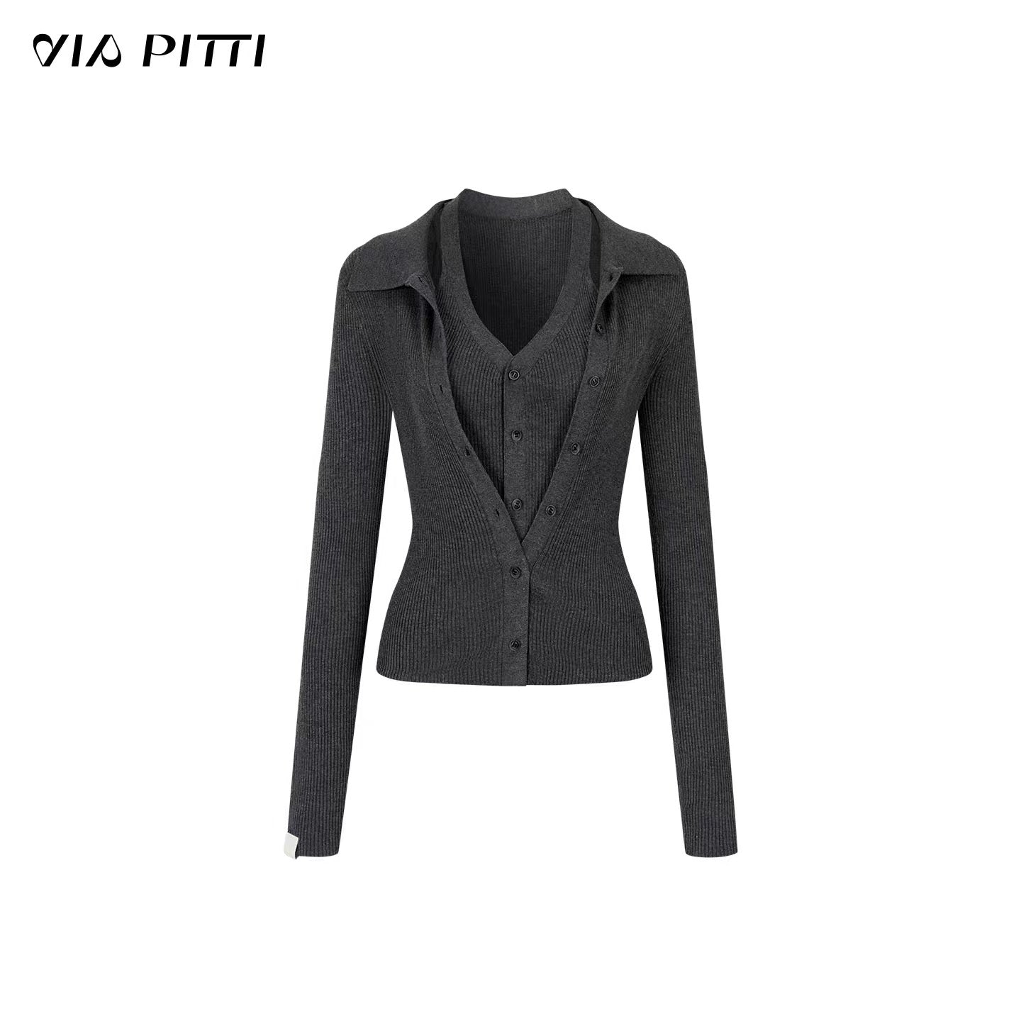 VIA PITTI VIADK593 Lace up long sleeved knitted sweater