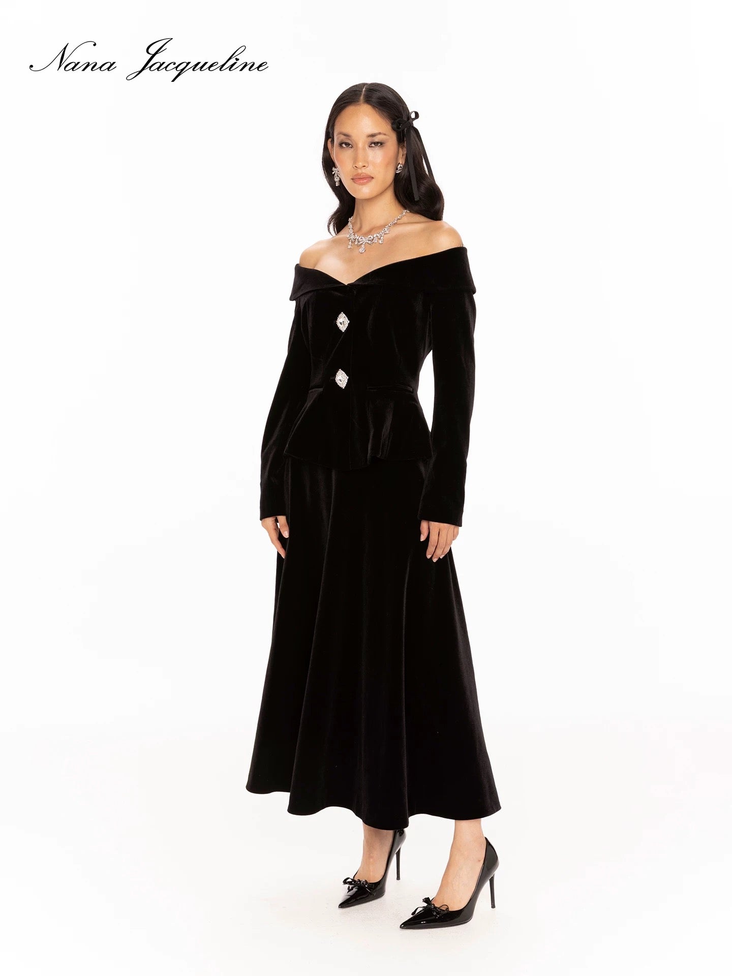 Nana Jacqueline Blaire Velvet Top + Blaire Velvet Maxi Skirt