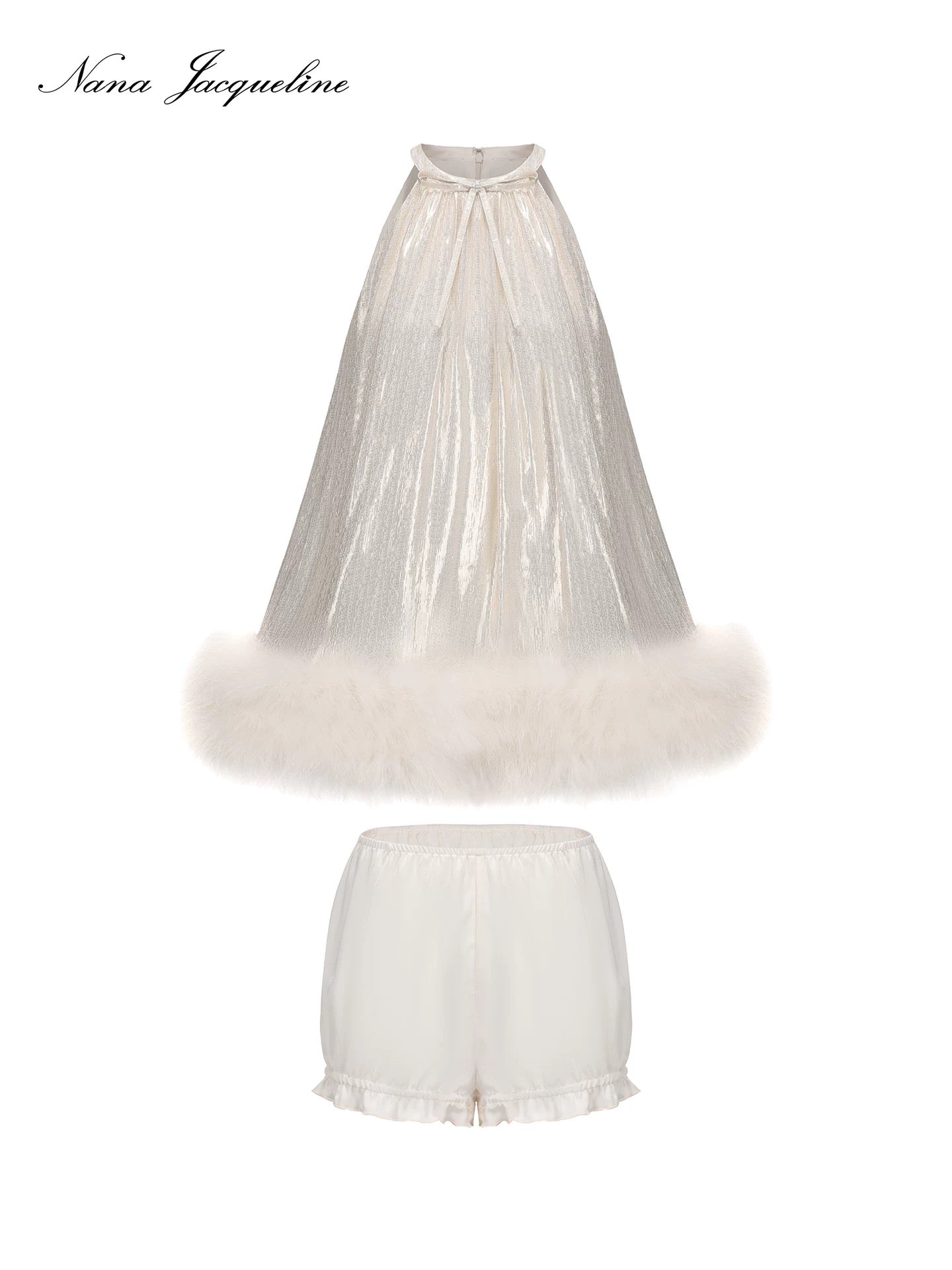 Nana Jacqueline Viola Fur Mini Dress (with leggings)