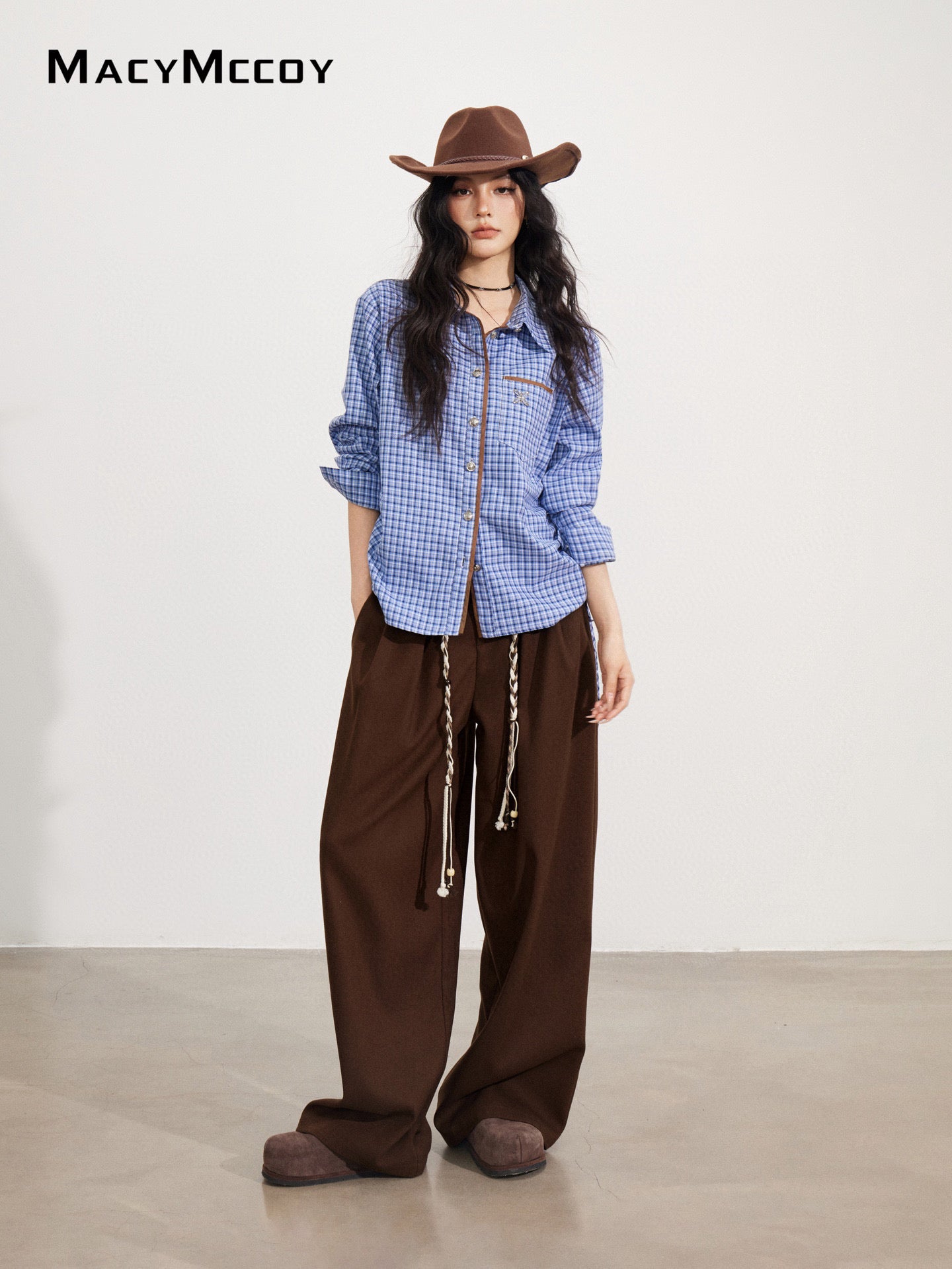 MacyMccoy MMC2025173 Tie up woolen wide leg pants