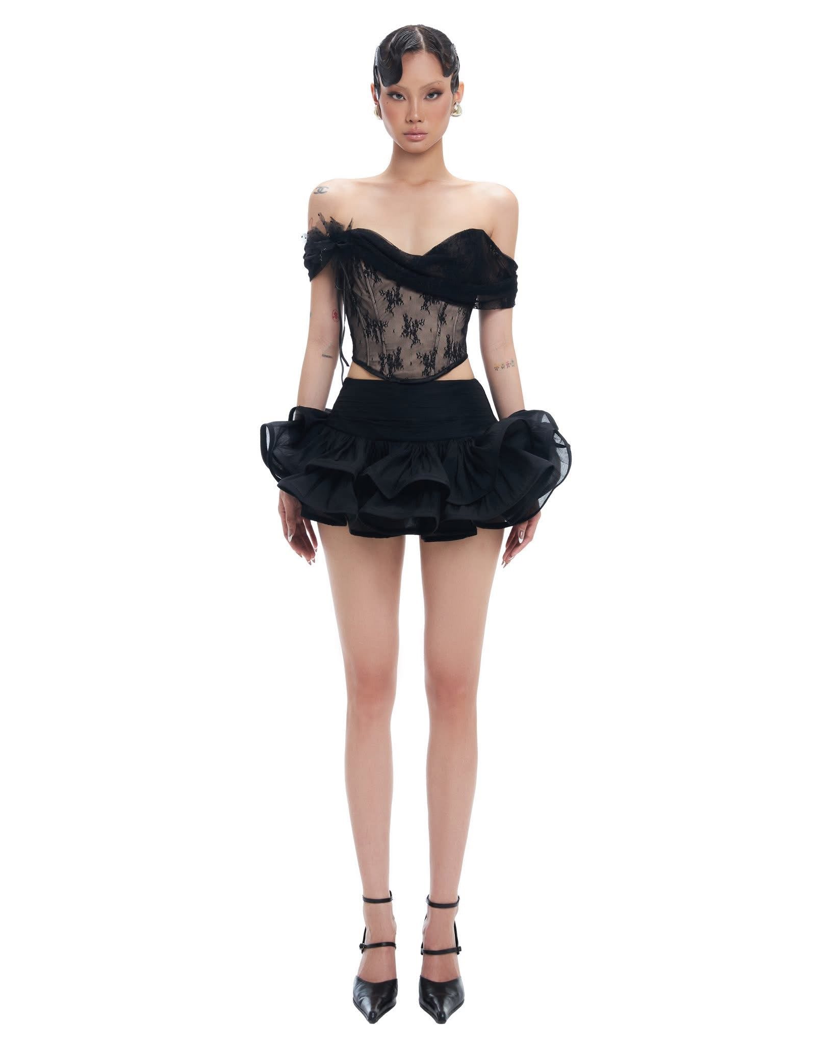 FFSD Bustier Top & Ruffle Skirt (Black)