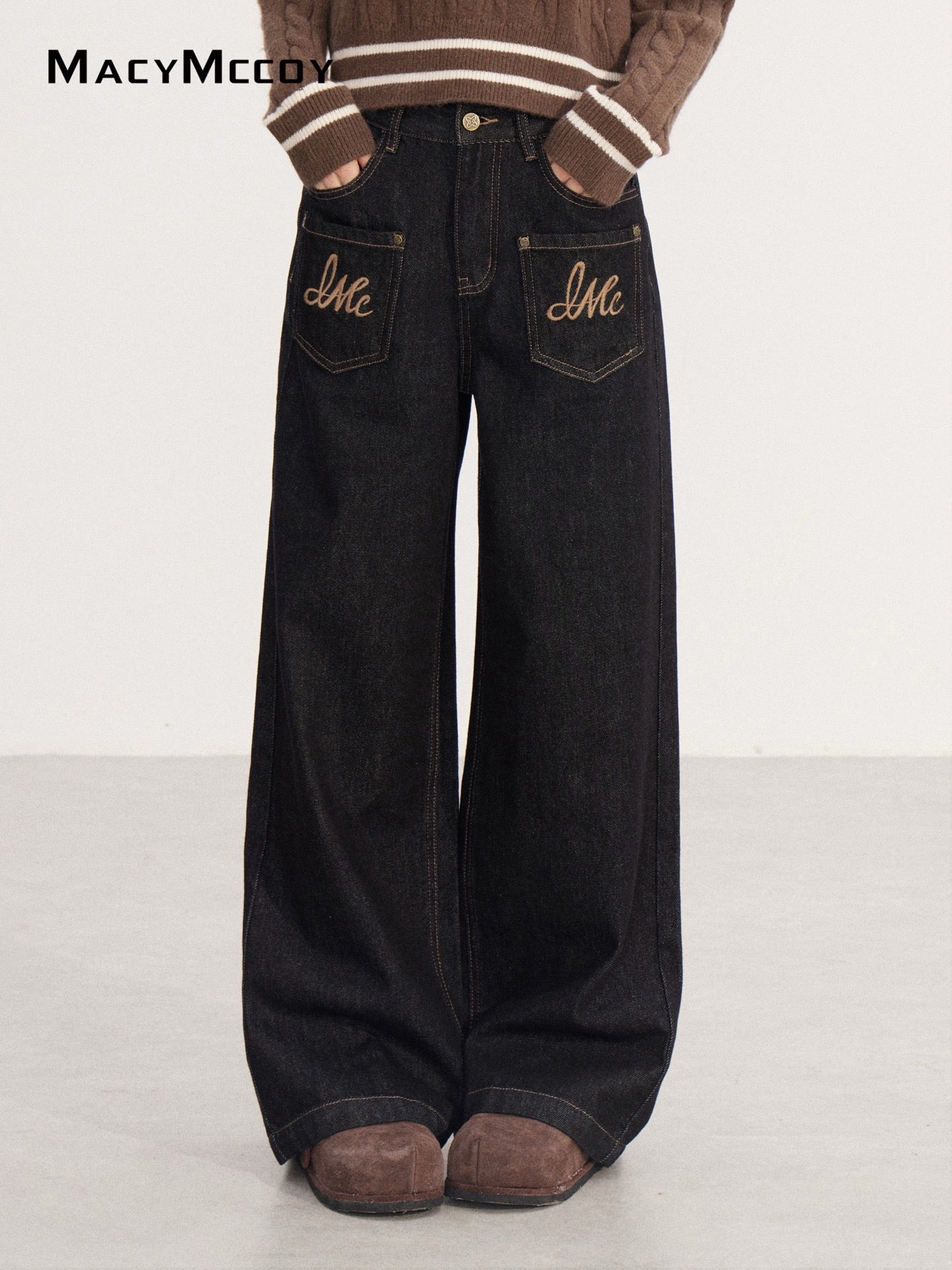 MacyMccoy MMC2025232 Vintage Embroidered Cowboy Wide Leg Pants