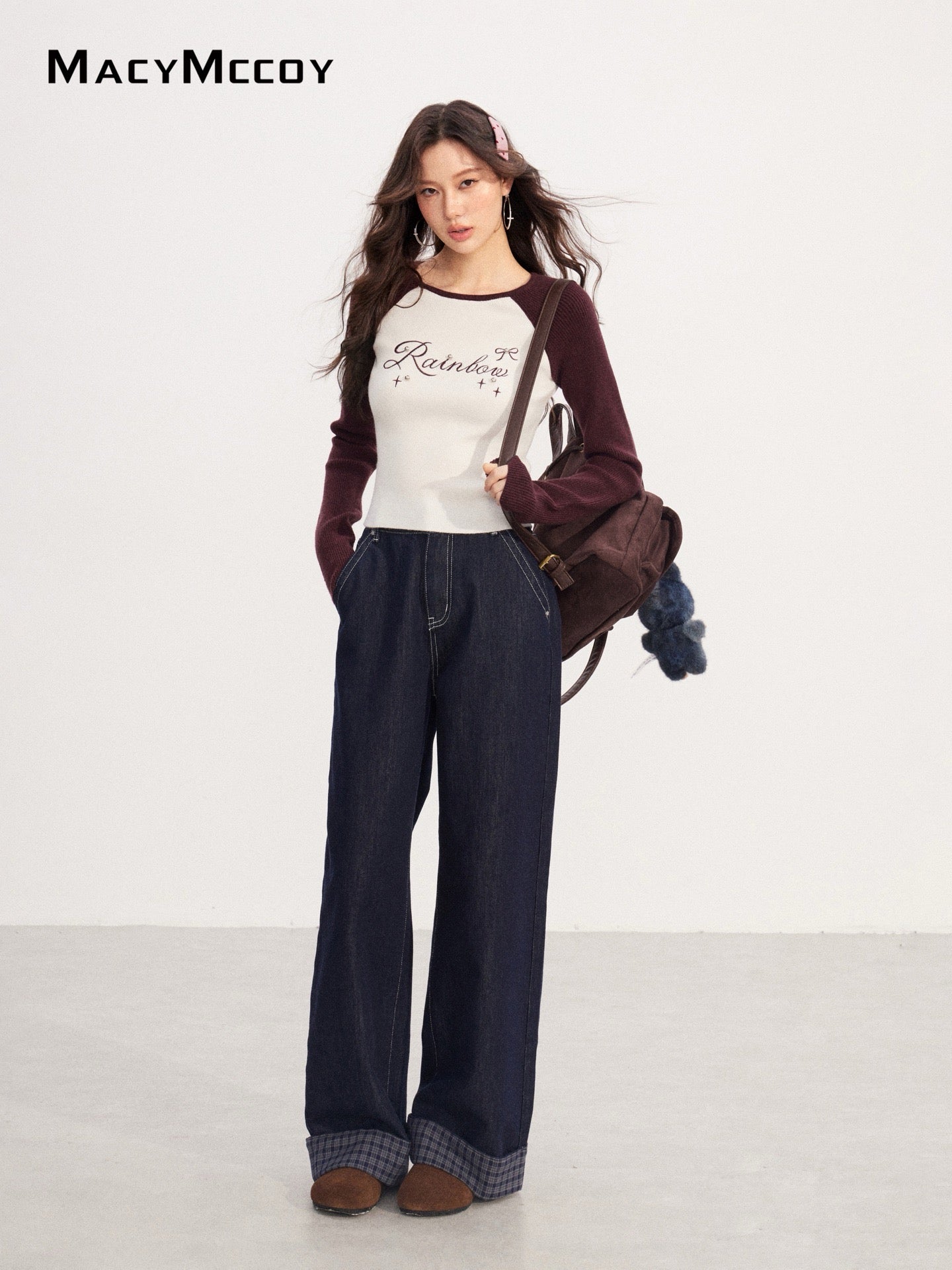 MacyMccoy MMC2025230 Contrast embroidered knitted top