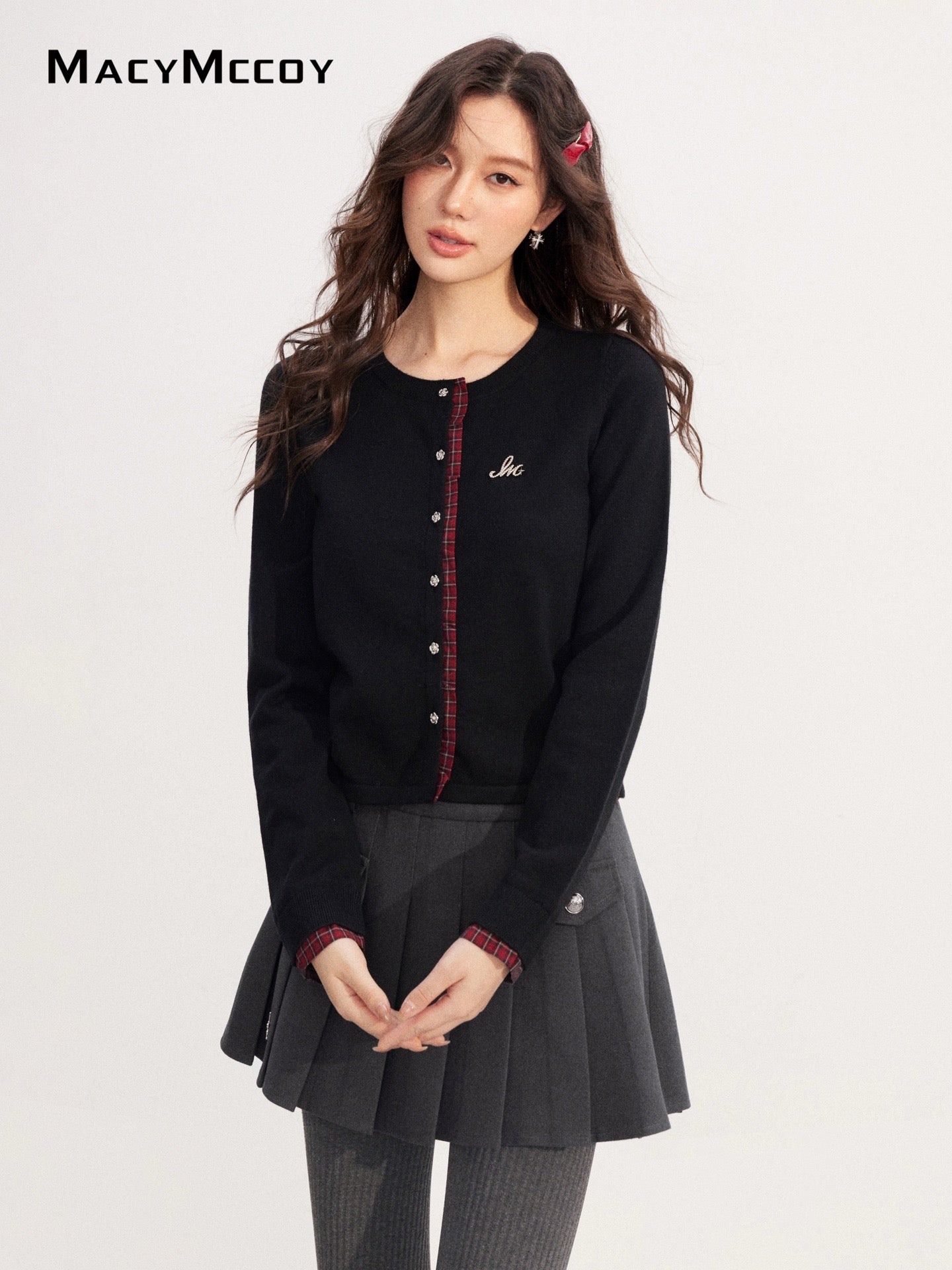 MacyMccoy MMC2025231 Lace patchwork knitted top