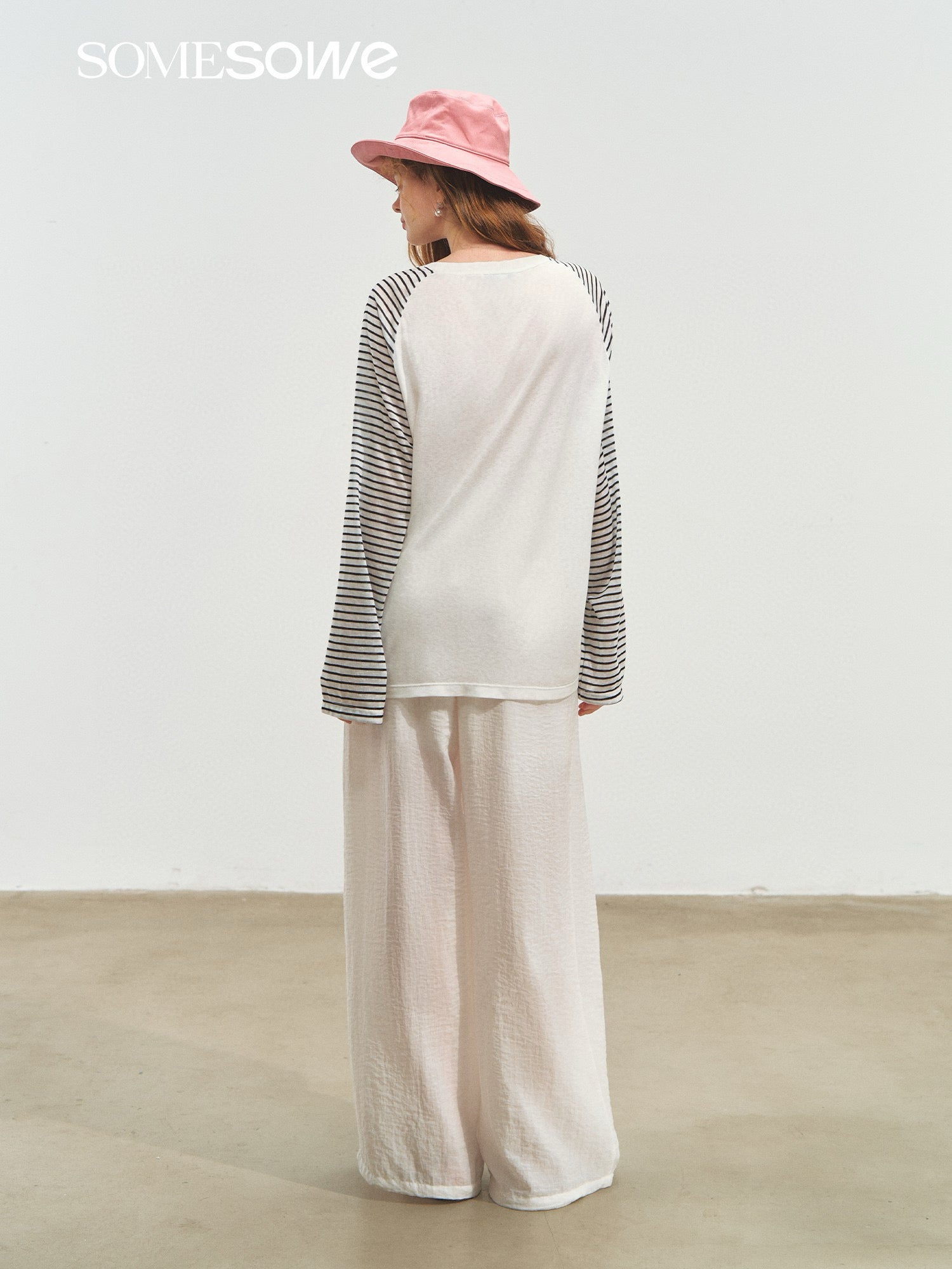 SOMESOWE S2508160 Cat printed striped patchwork top