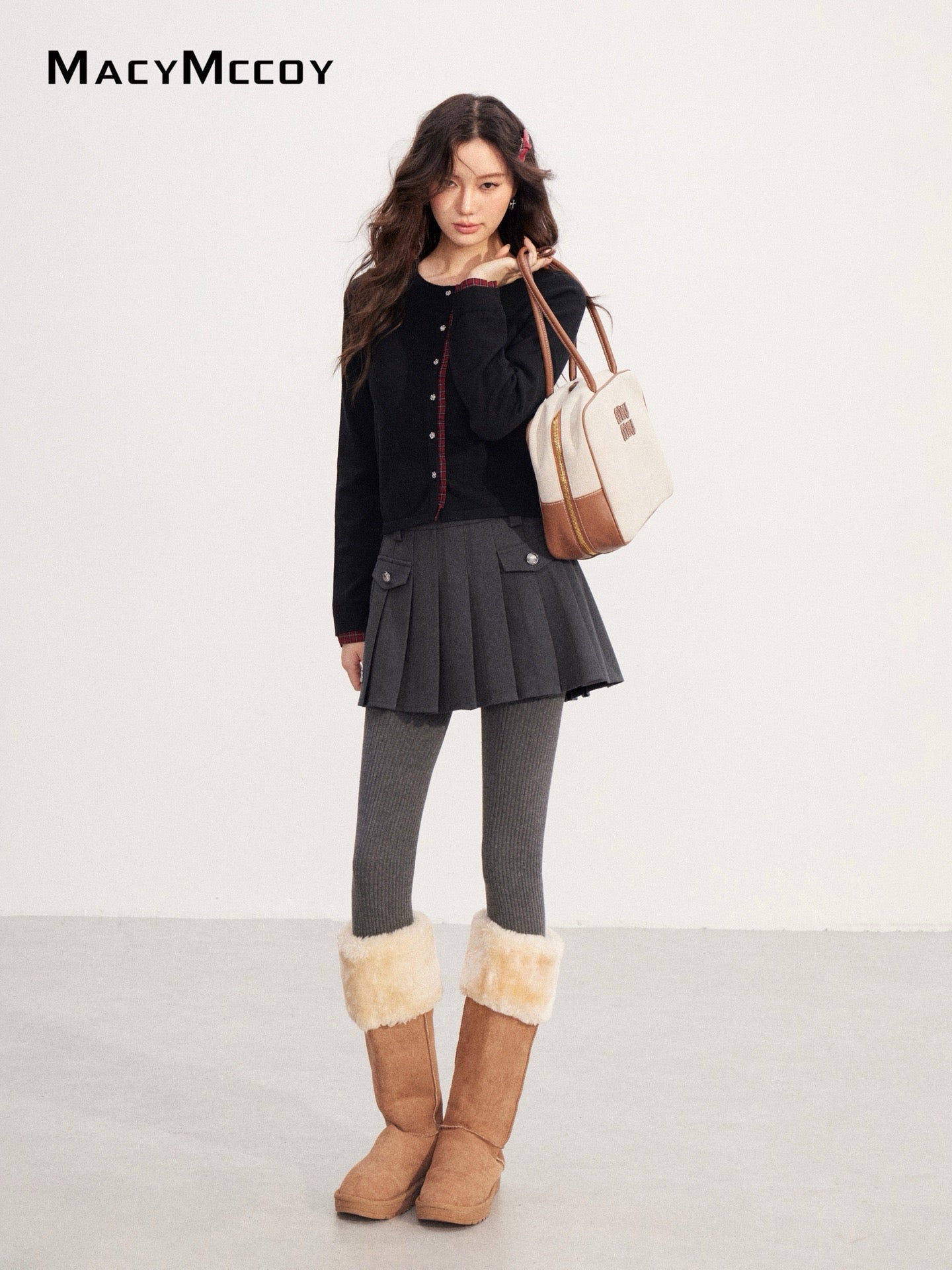 MacyMccoy MMC2025238 A-line high waisted pleated skirt