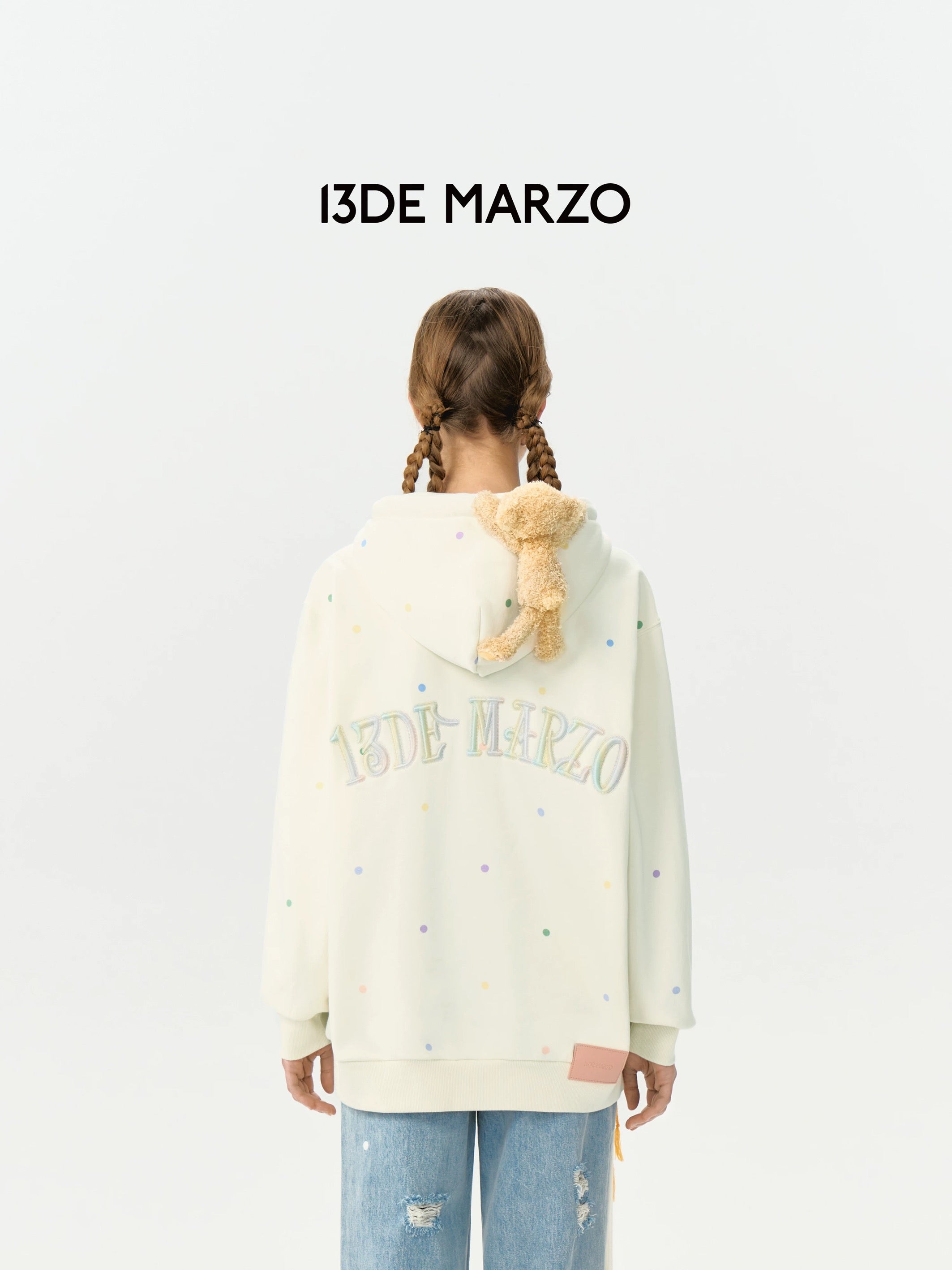 13DE MARZO Colorful string hooded jacket