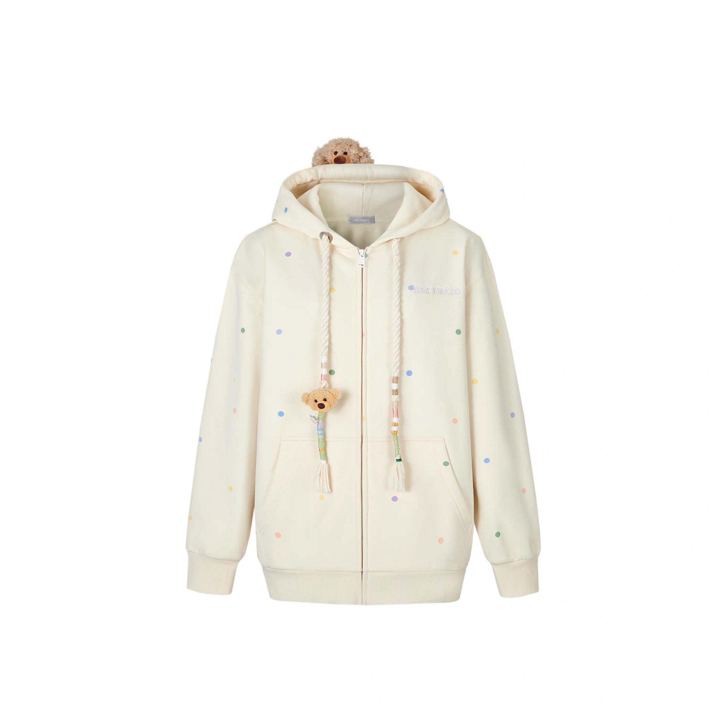 13DE MARZO Colorful string hooded jacket