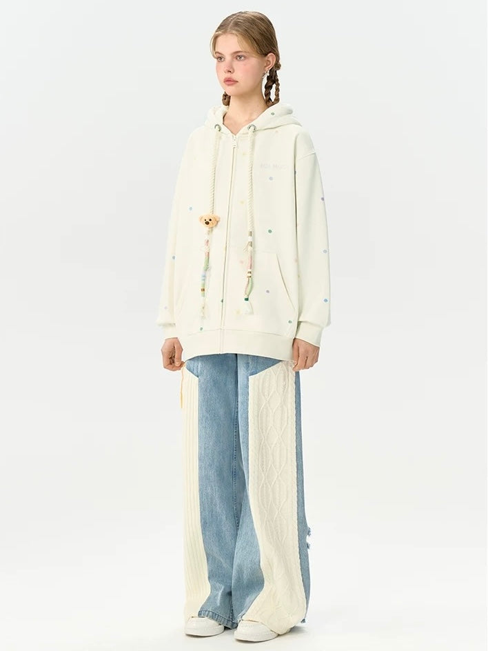 13DE MARZO Colorful string hooded jacket