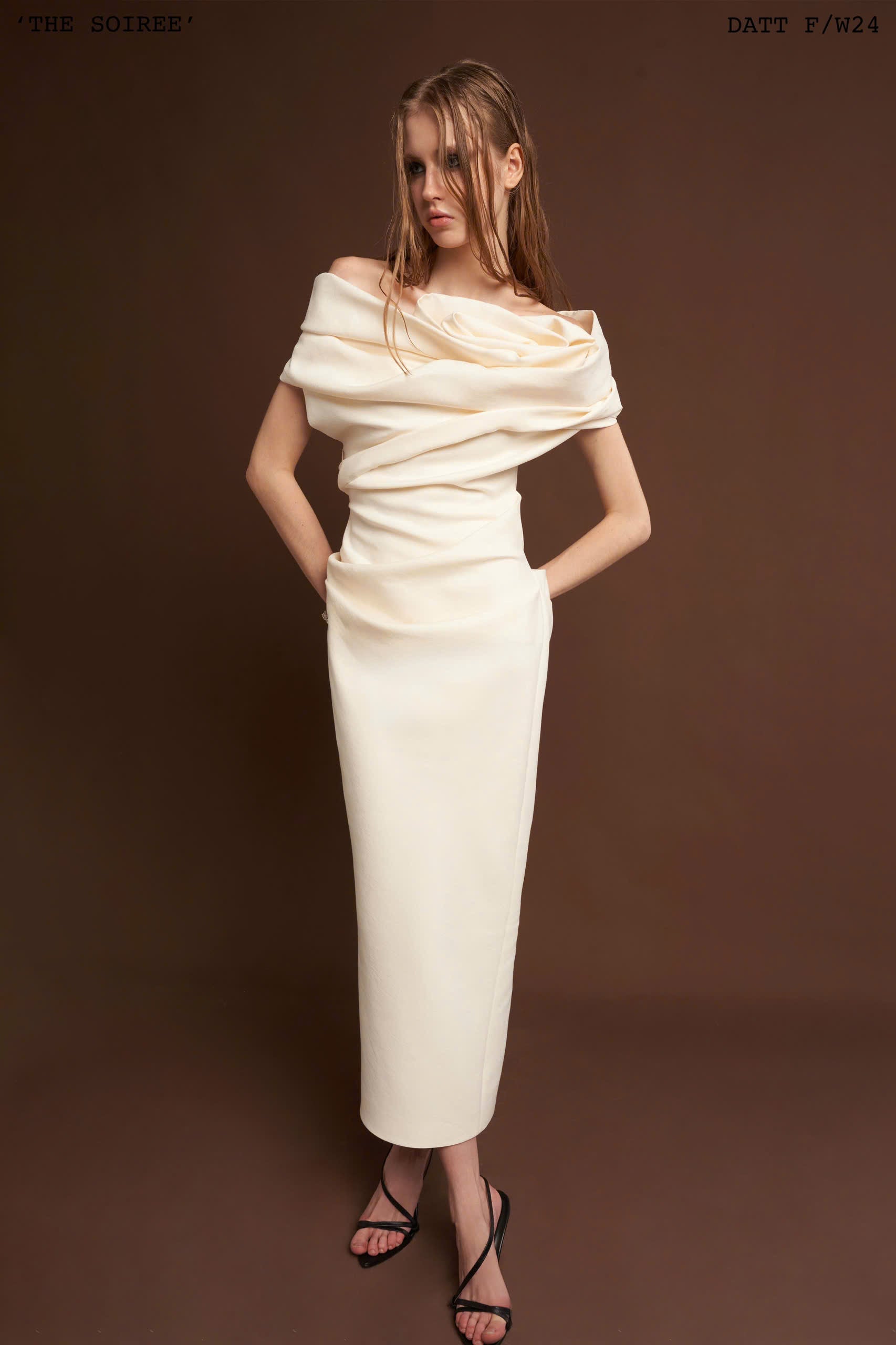 DATT ROSE DRAPED MIDI DRESS