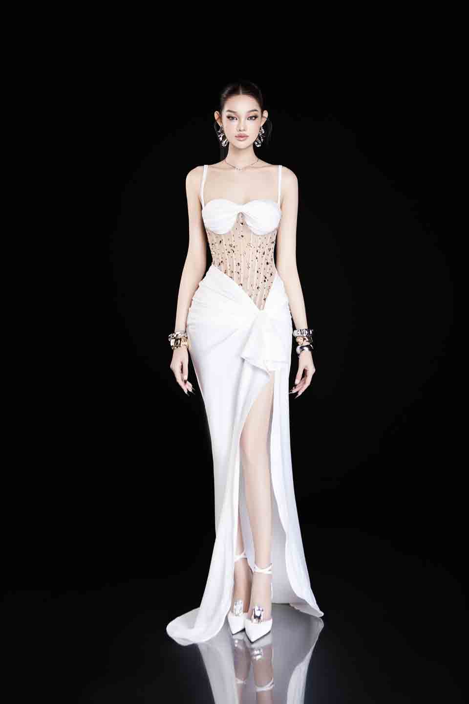 Bandage Dress Color blocking slit maxi dress
