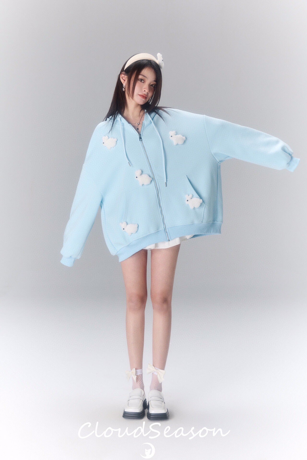 Cloud Season Mini Rabbit Hoodies Coat(2colro)