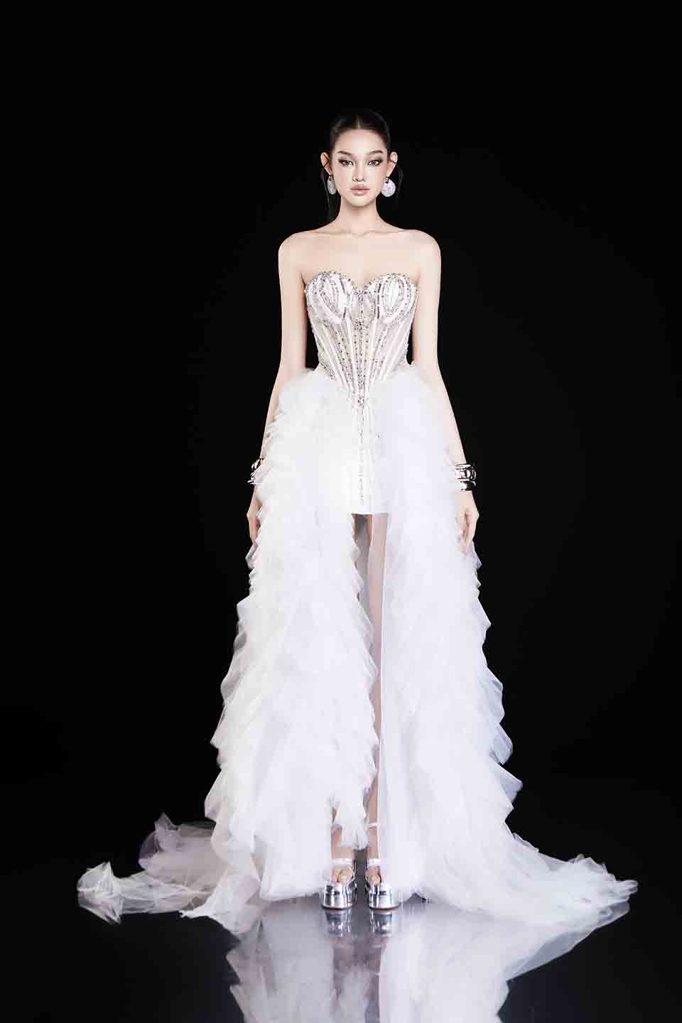 Bandage Dress Mesh trailing dress