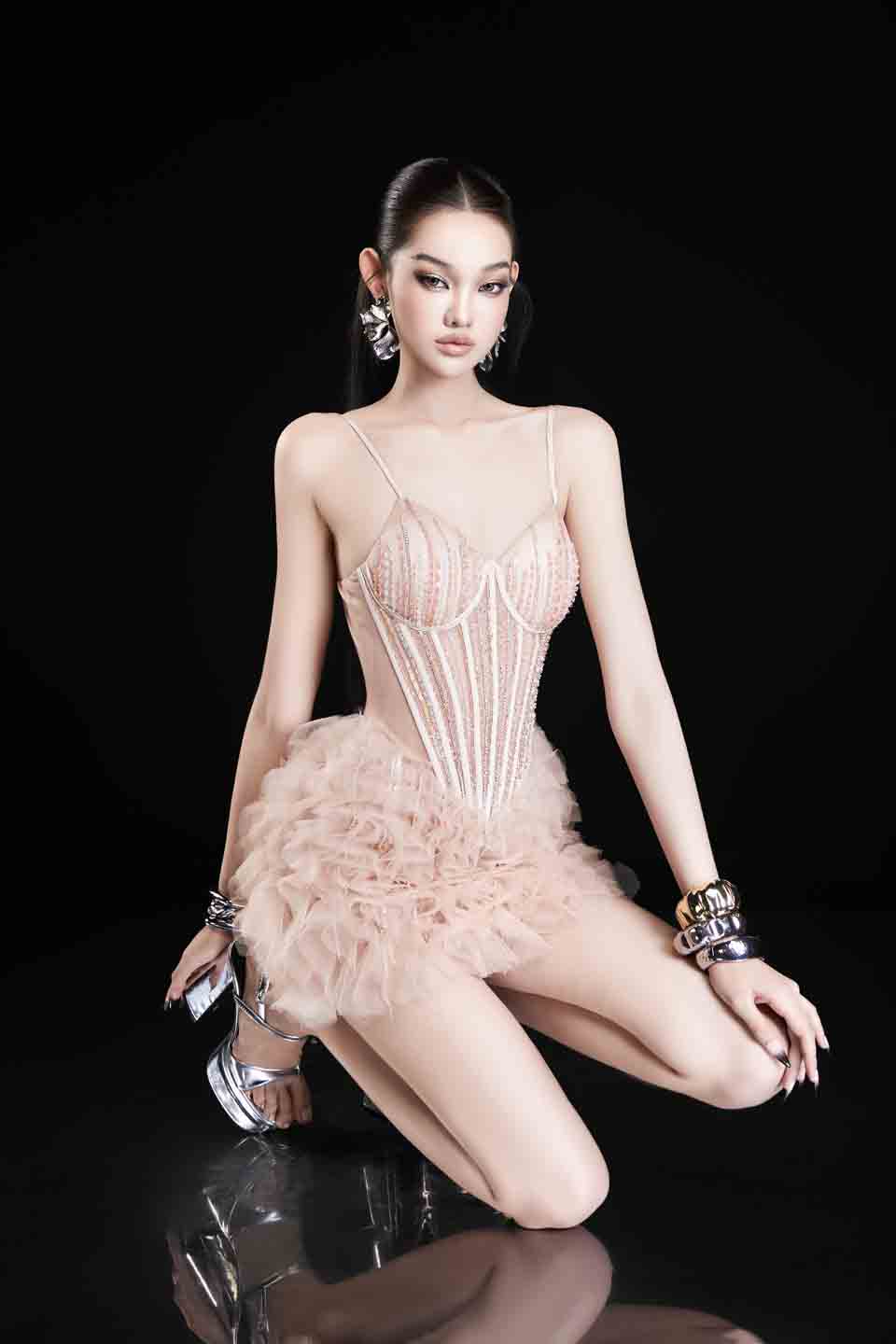 Bandage Dress Pink fringe camisole mini dress