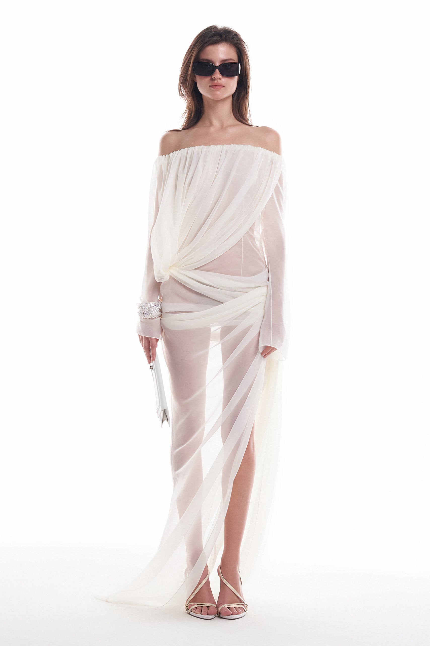 DATT CURTAIN CHIFFON GOWN (2COLOR)