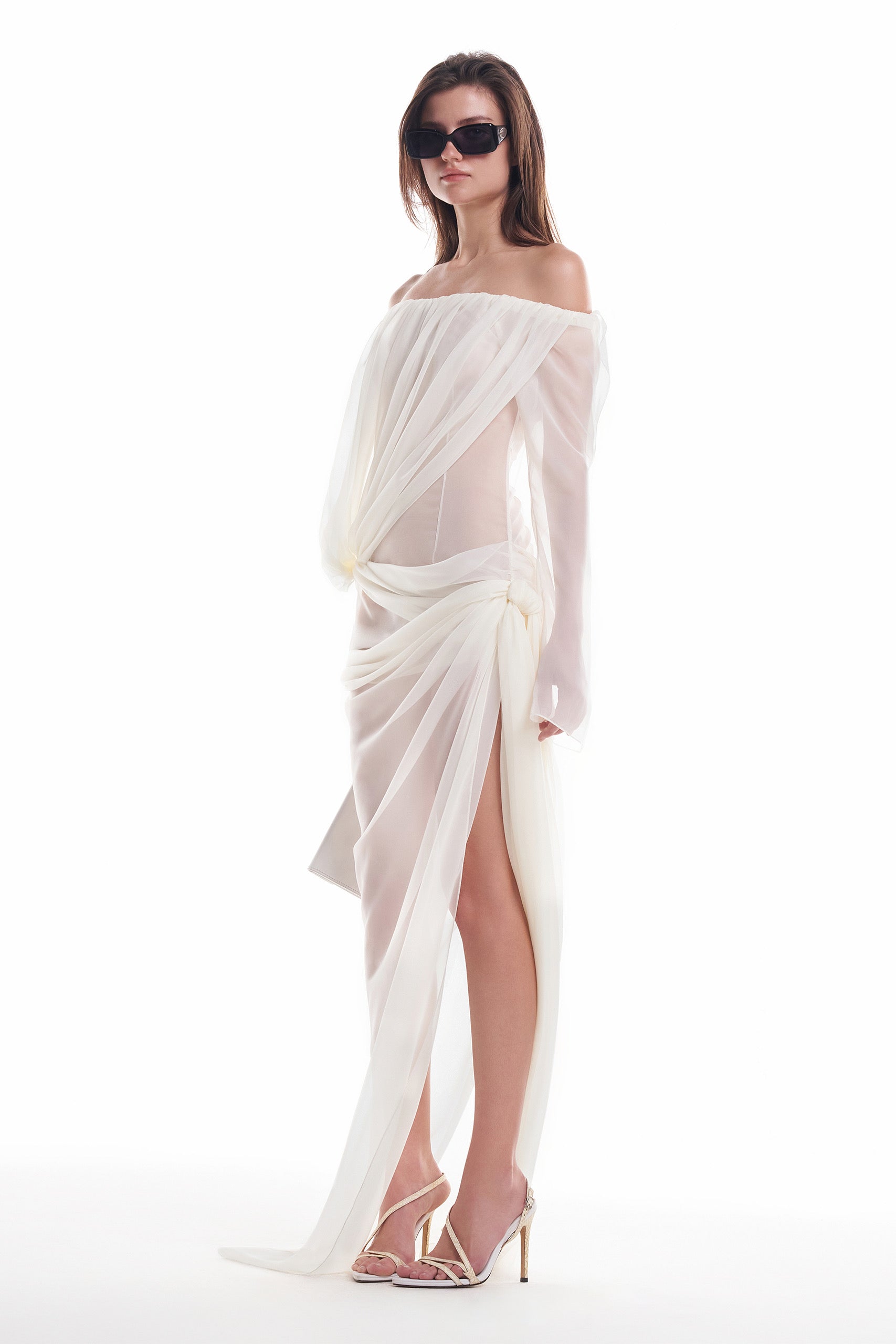 DATT CURTAIN CHIFFON GOWN (2COLOR)