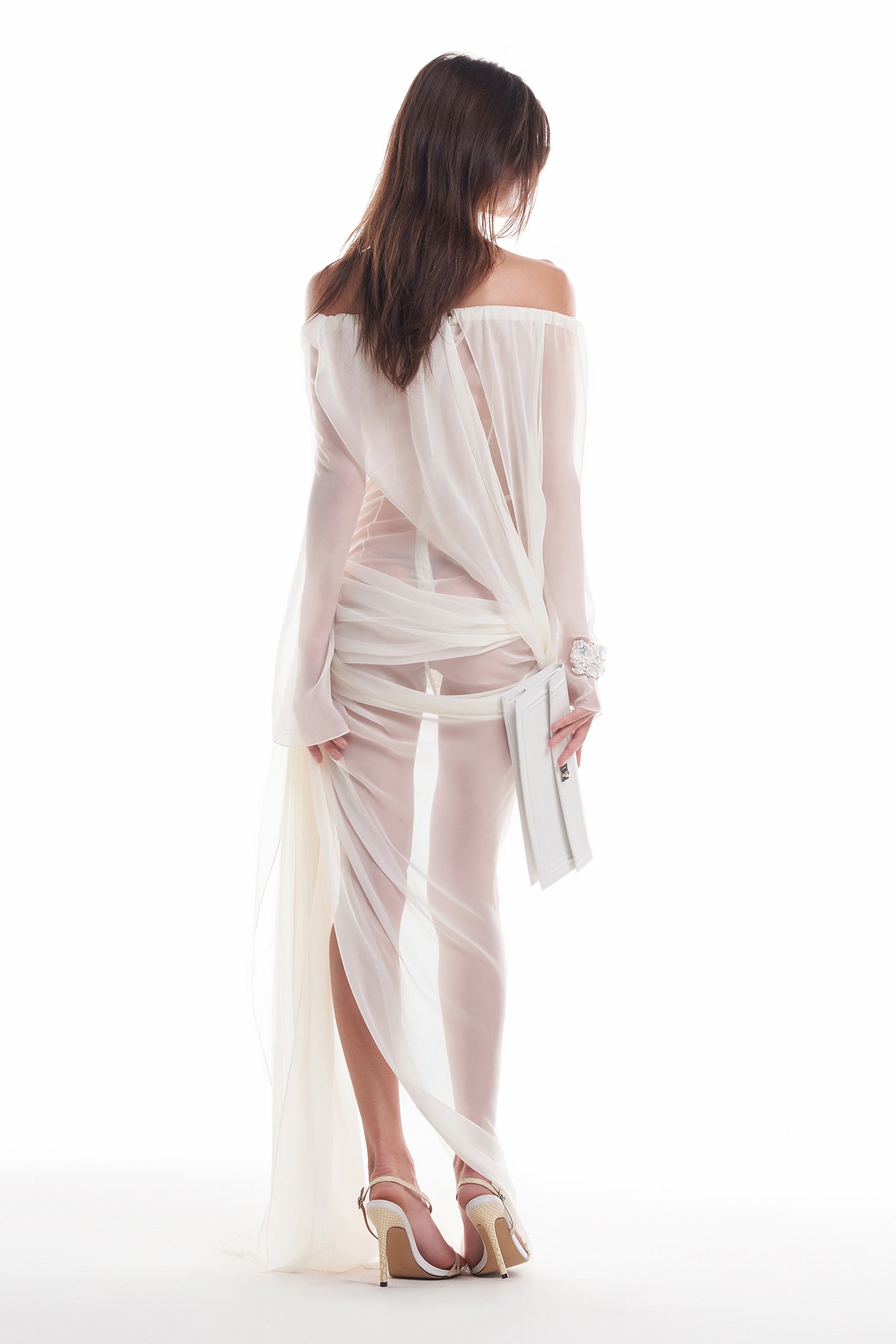 DATT CURTAIN CHIFFON GOWN (2COLOR)