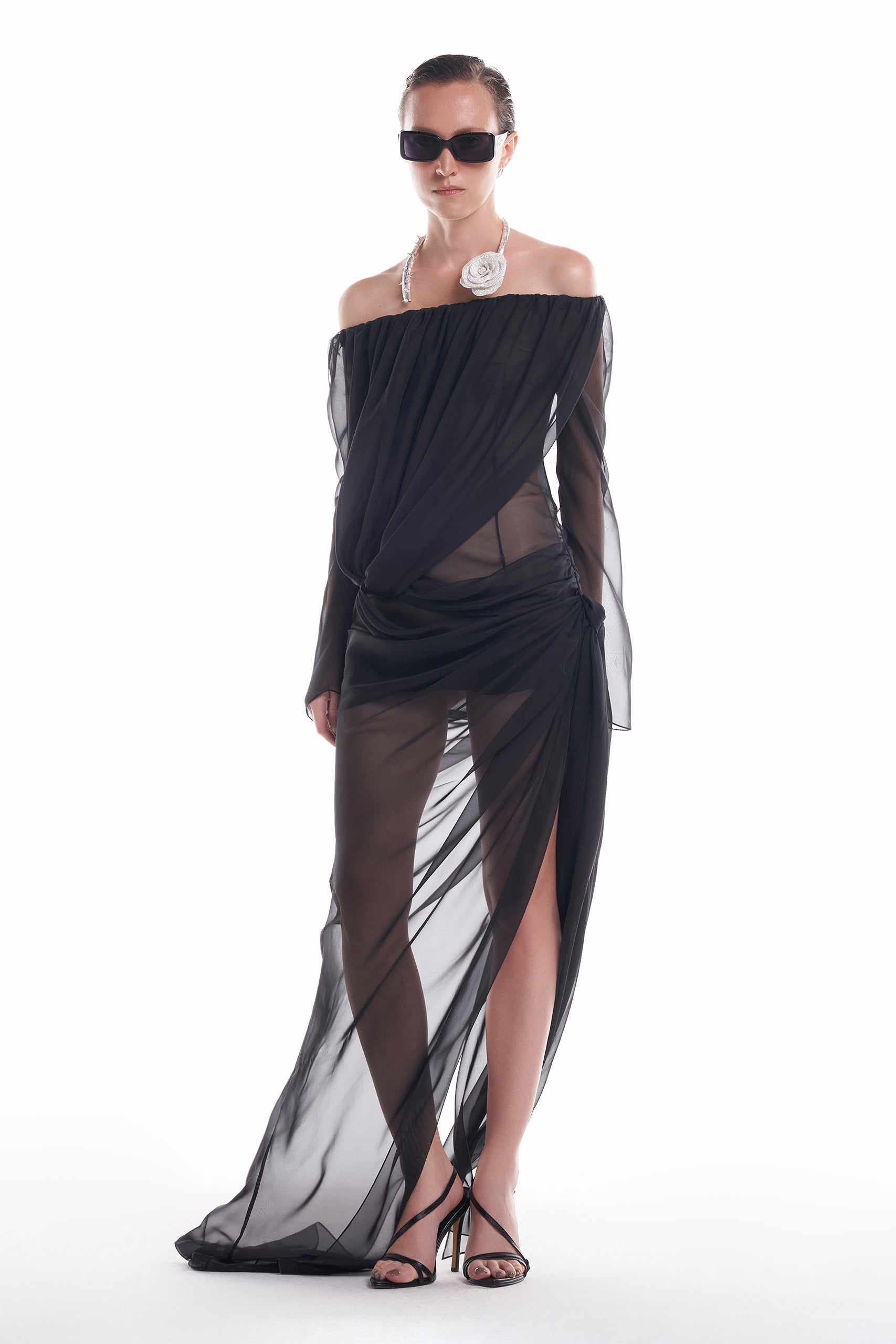 DATT CURTAIN CHIFFON GOWN (2COLOR)