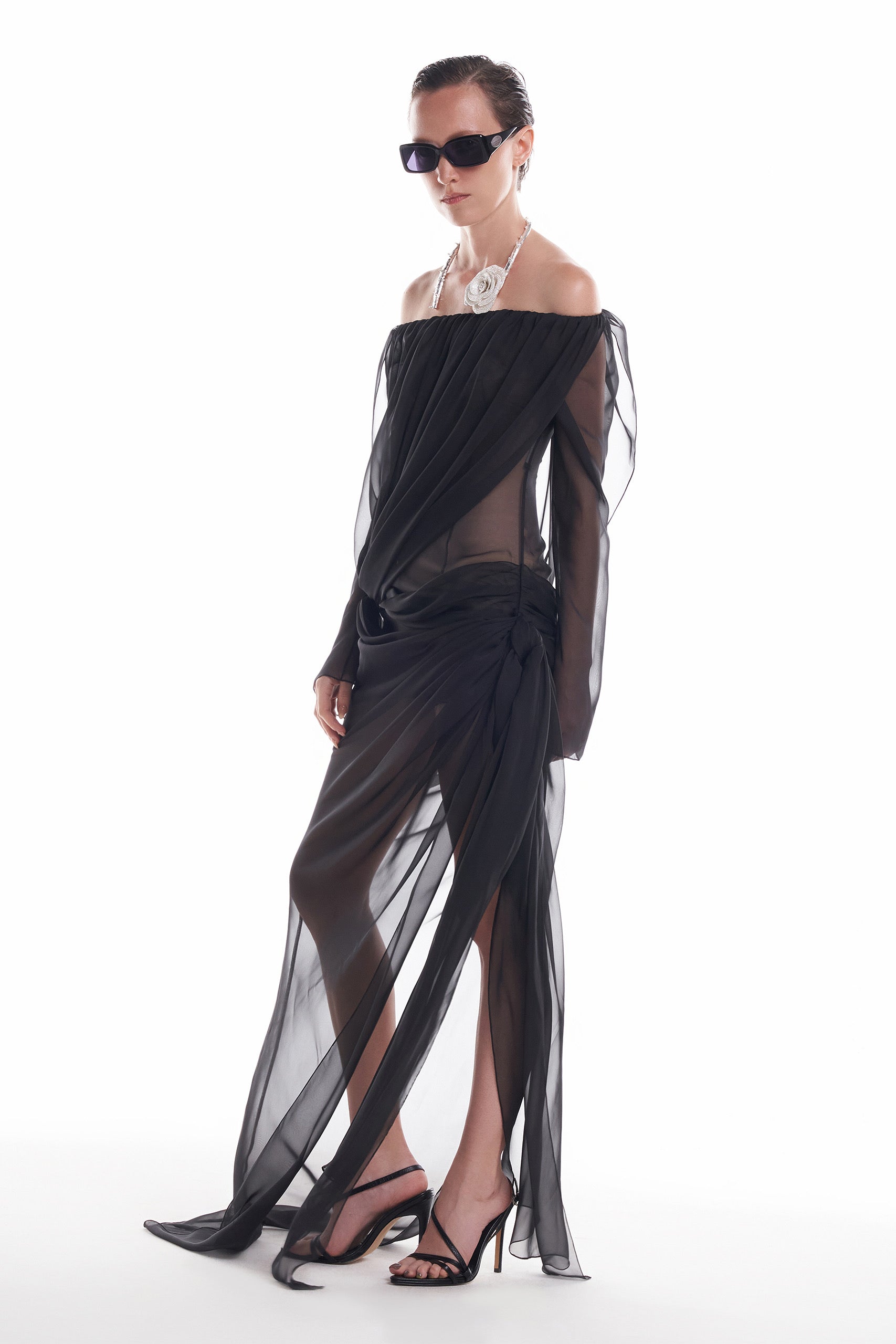 DATT CURTAIN CHIFFON GOWN (2COLOR)