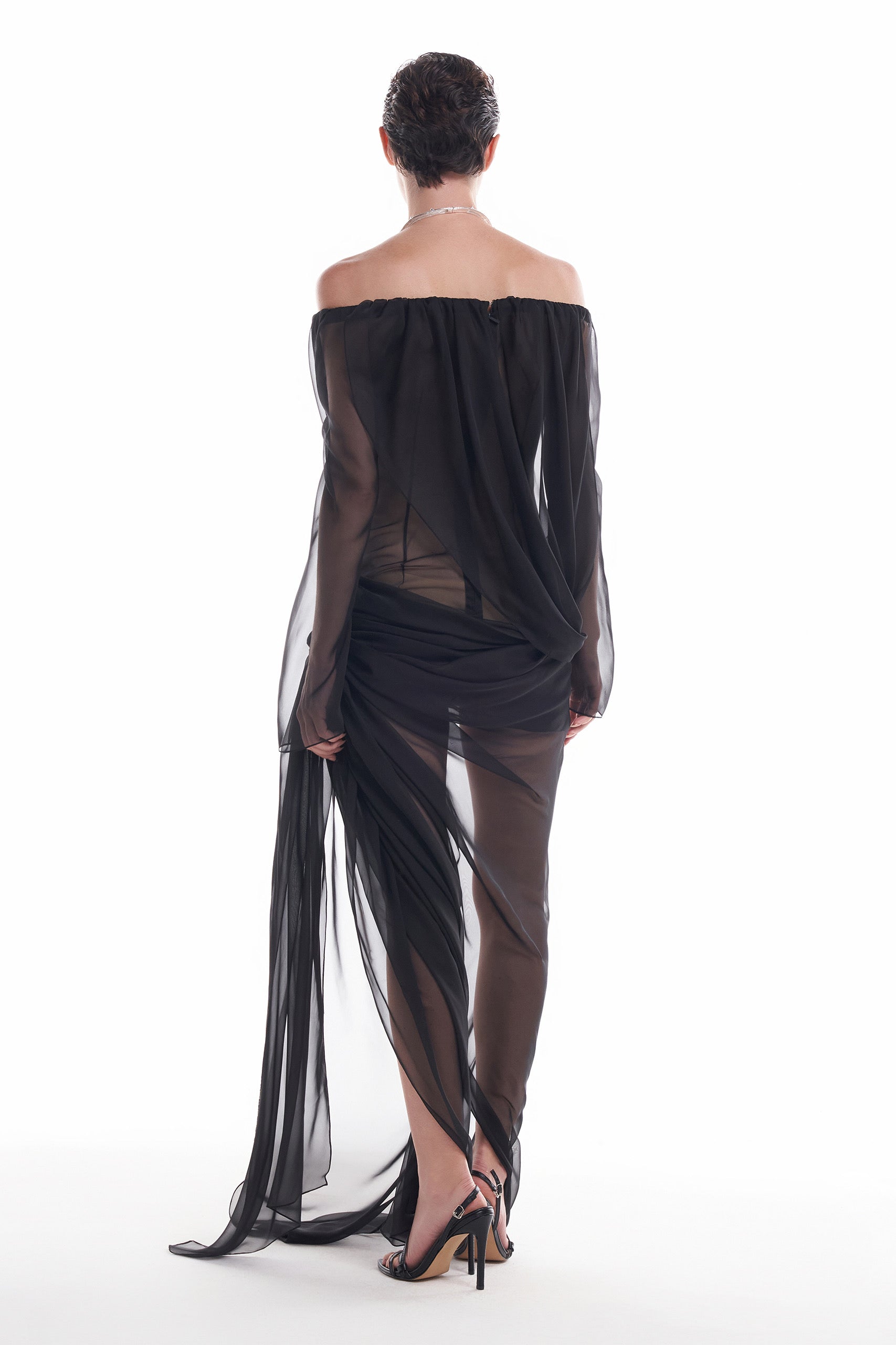 DATT CURTAIN CHIFFON GOWN (2COLOR)