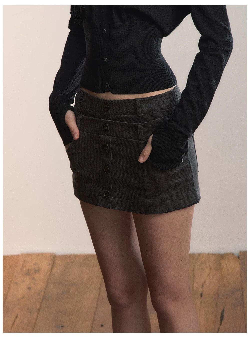 VIA PITTI VIADTP634 Light velvet core versatile straight tube skirt